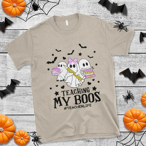 Funny Teacher Halloween T Shirt Teaching My Boos Teacherlife Ghost Pencil Book TS11 Sand Print Your Wear
