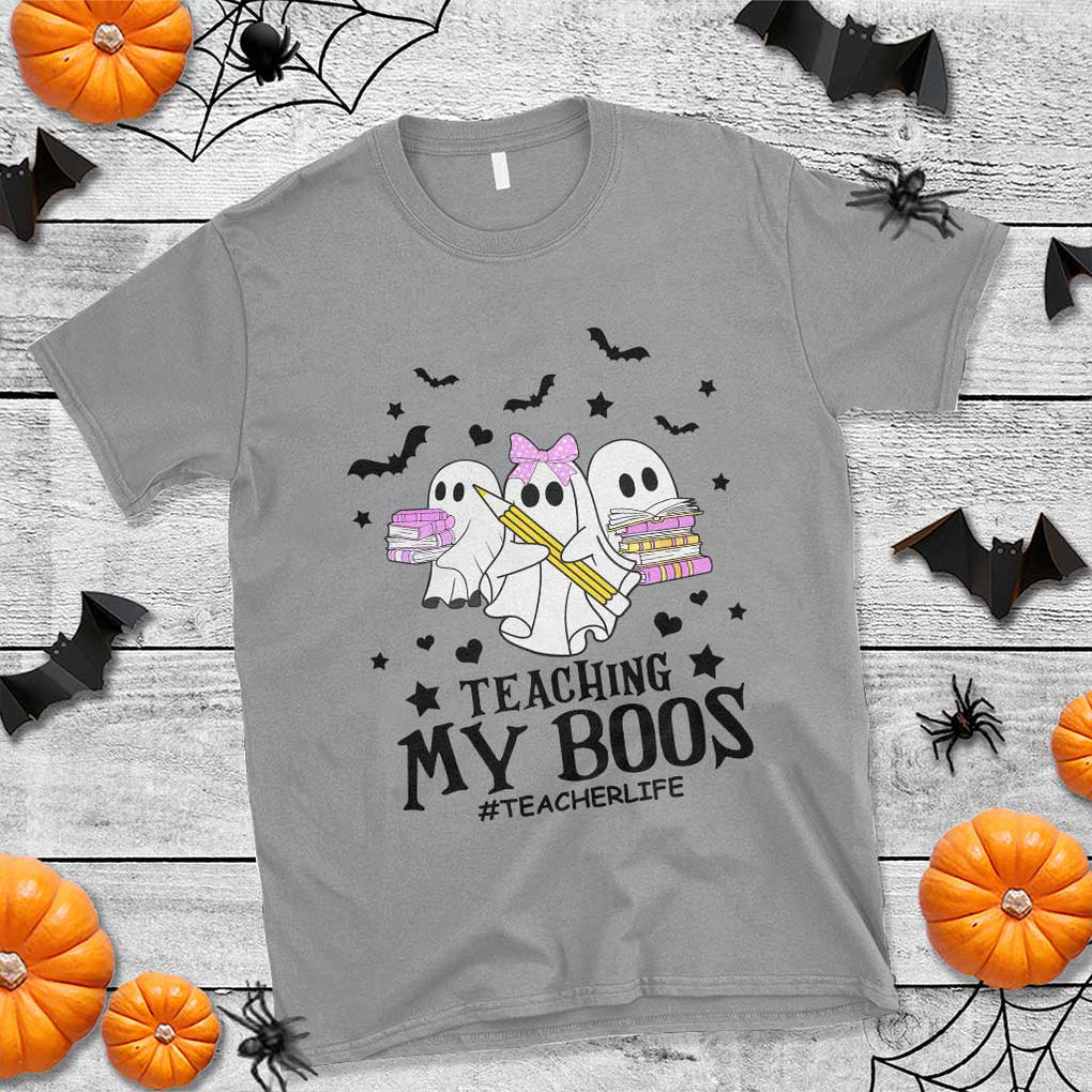 Funny Teacher Halloween T Shirt Teaching My Boos Teacherlife Ghost Pencil Book TS11 Sport Gray Print Your Wear