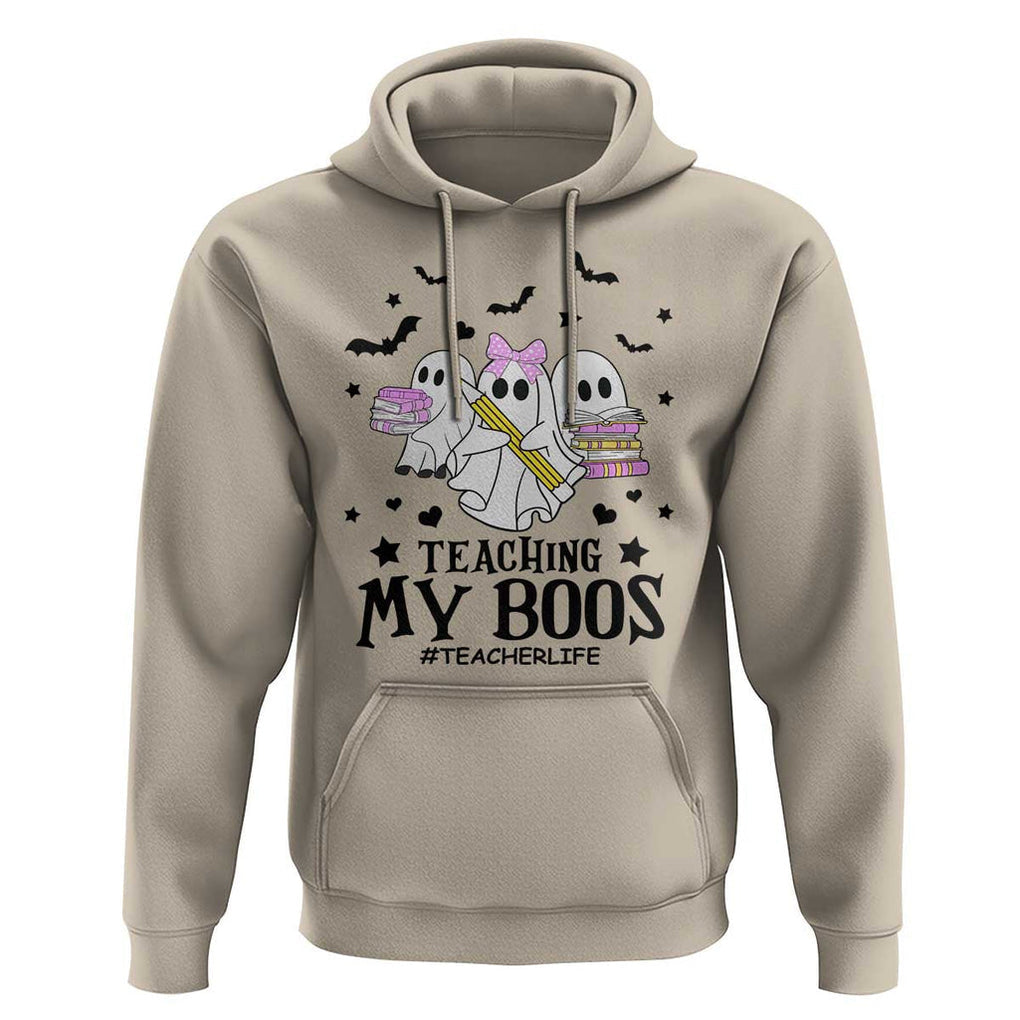 Funny Teacher Halloween Hoodie Teaching My Boos Teacherlife Ghost Pencil Book TS11 Sand Print Your Wear
