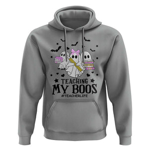 Funny Teacher Halloween Hoodie Teaching My Boos Teacherlife Ghost Pencil Book TS11 Sport Gray Print Your Wear