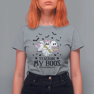 Funny Teacher Halloween T Shirt For Women Teaching My Boos Teacherlife Ghost Pencil Book TS11 Sport Gray Print Your Wear