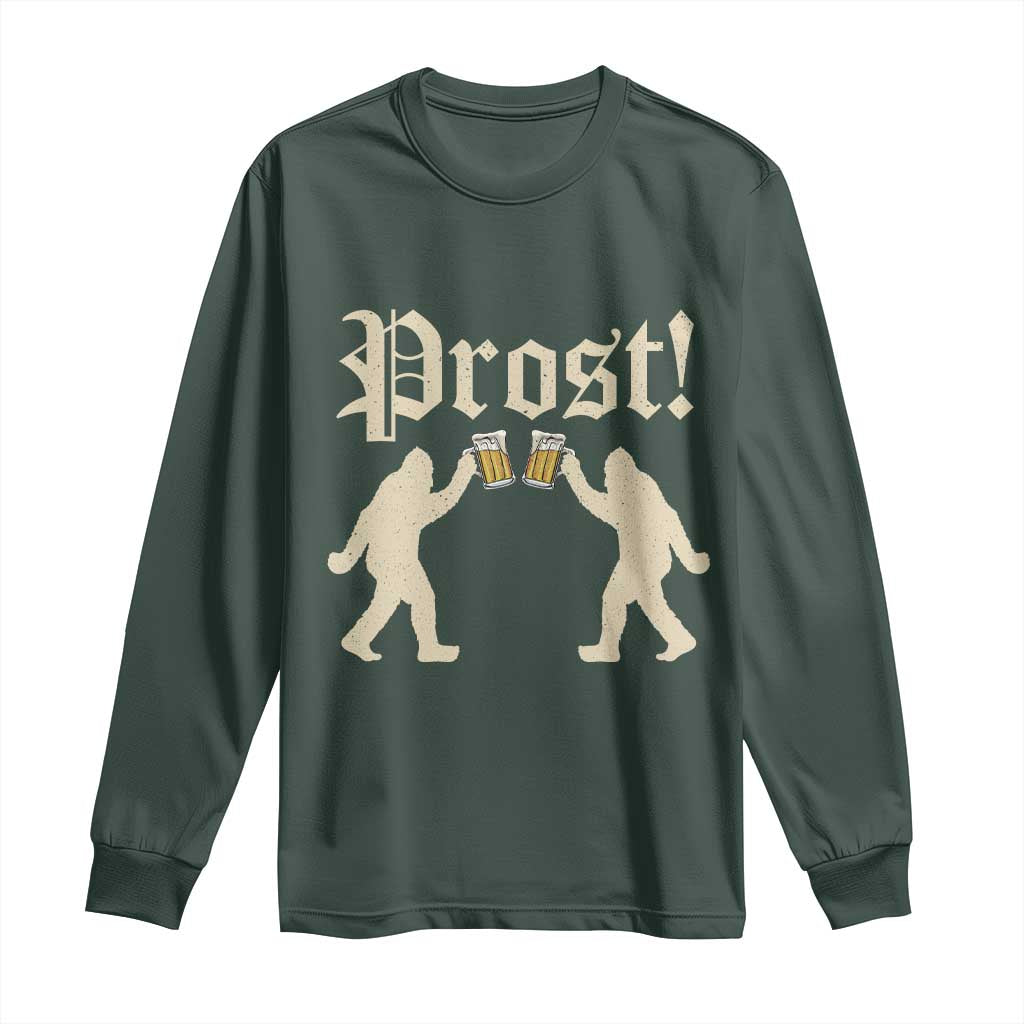 Funny Oktoberfest Bigfoot Prost Long Sleeve Shirt German Sasquatch Beer Mug TS11 Dark Forest Green Print Your Wear