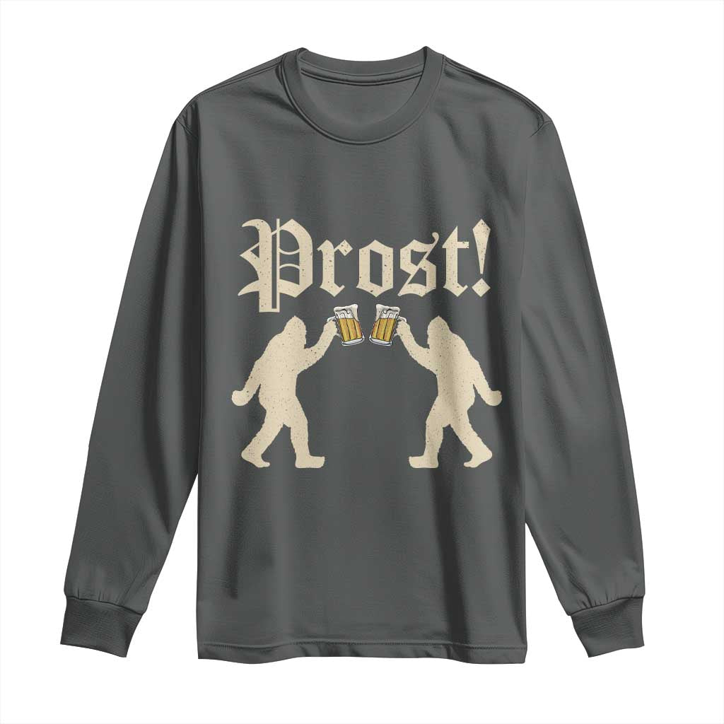 Funny Oktoberfest Bigfoot Prost Long Sleeve Shirt German Sasquatch Beer Mug TS11 Dark Heather Print Your Wear