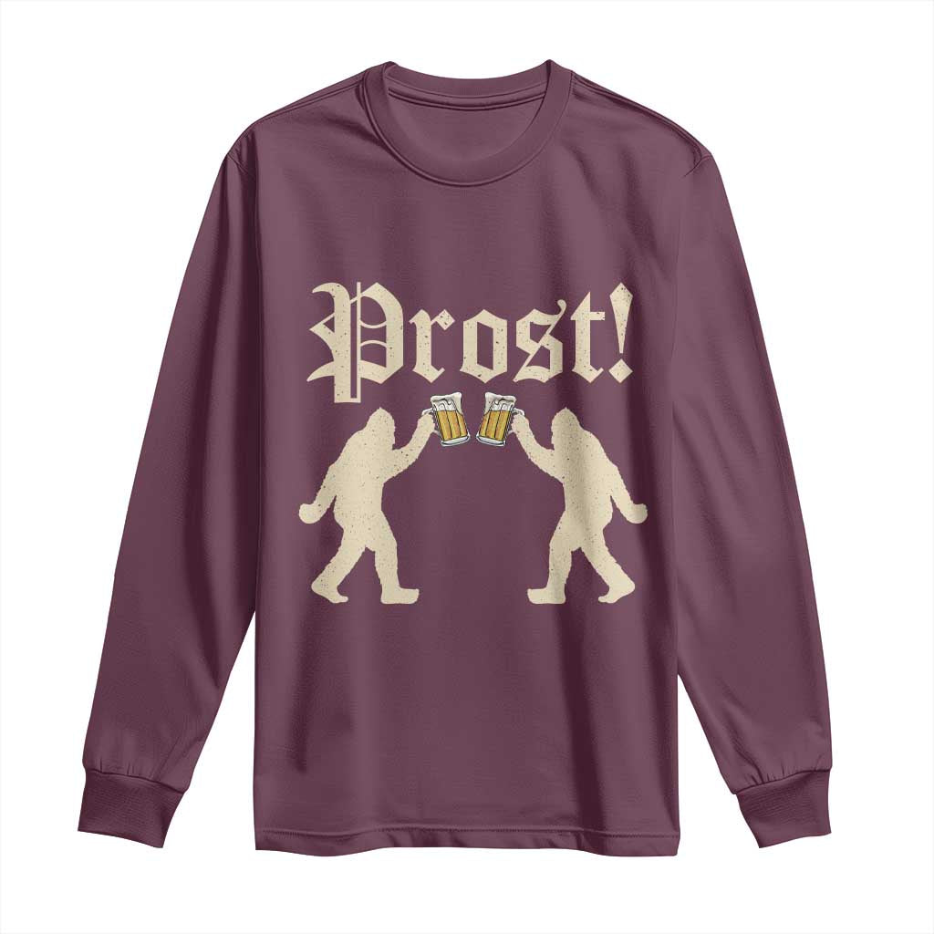 Funny Oktoberfest Bigfoot Prost Long Sleeve Shirt German Sasquatch Beer Mug TS11 Maroon Print Your Wear