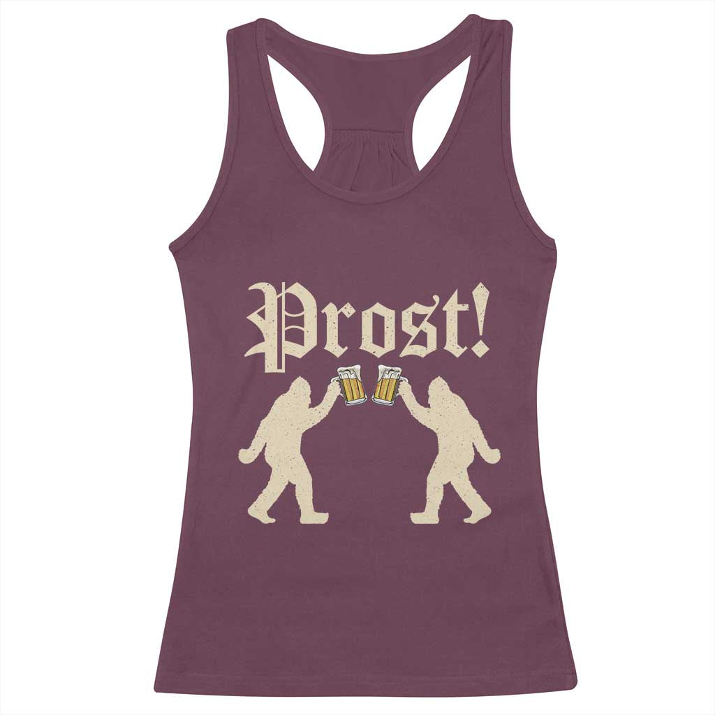 Funny Oktoberfest Bigfoot Prost Racerback Tank Top German Sasquatch Beer Mug TS11 Maroon Print Your Wear