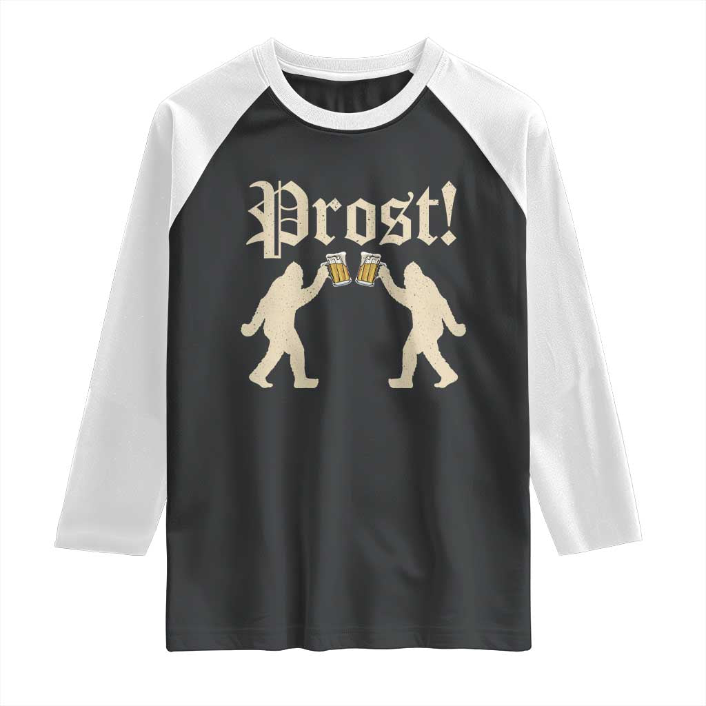 Funny Oktoberfest Bigfoot Prost Raglan Shirt German Sasquatch Beer Mug TS11 Black White Print Your Wear