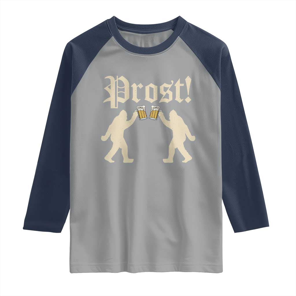 Funny Oktoberfest Bigfoot Prost Raglan Shirt German Sasquatch Beer Mug TS11 Sport Gray Navy Print Your Wear