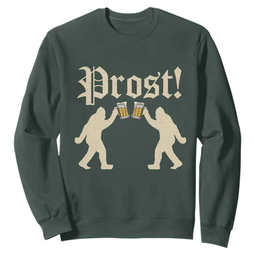Funny Oktoberfest Bigfoot Prost Sweatshirt German Sasquatch Beer Mug TS11 Dark Forest Green Print Your Wear