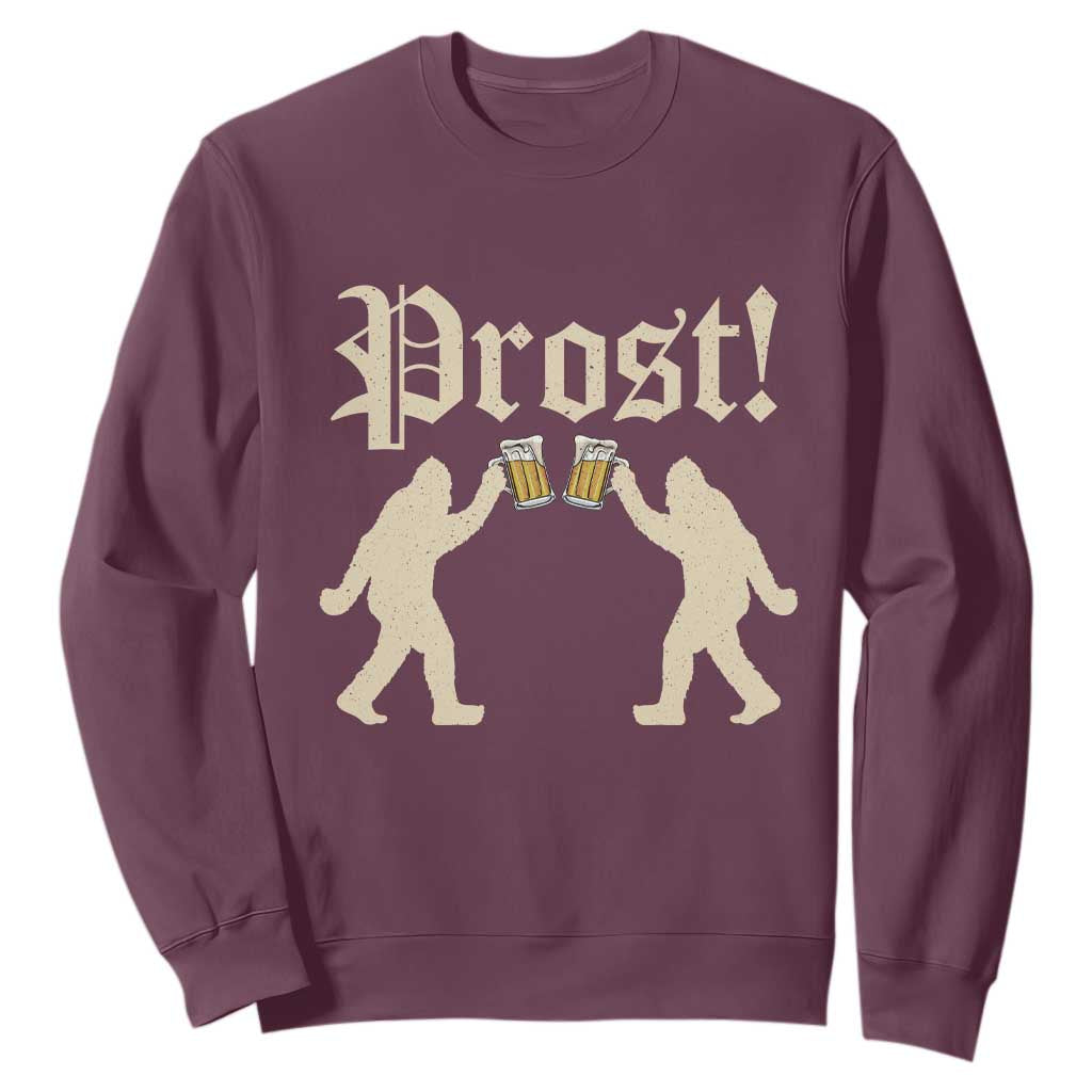 Funny Oktoberfest Bigfoot Prost Sweatshirt German Sasquatch Beer Mug TS11 Maroon Print Your Wear