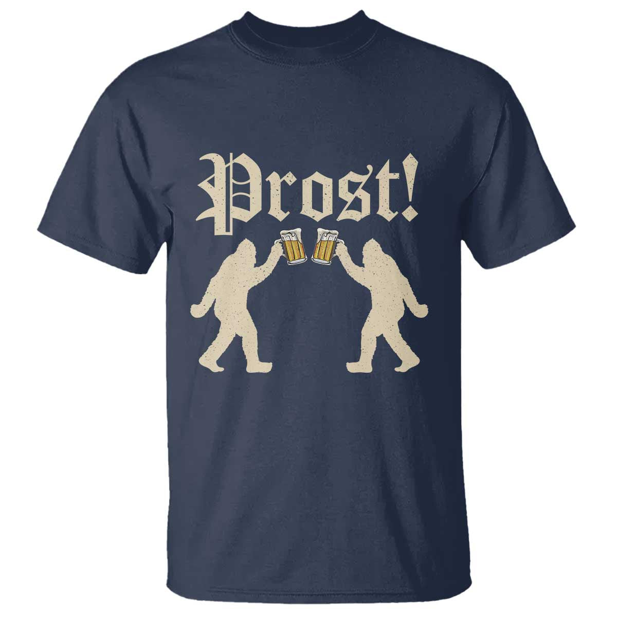 Funny Oktoberfest Bigfoot Prost T Shirt German Sasquatch Beer Mug TS11 Navy Print Your Wear