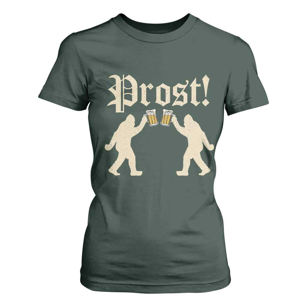 Funny Oktoberfest Bigfoot Prost T Shirt For Women German Sasquatch Beer Mug TS11 Dark Forest Green Print Your Wear