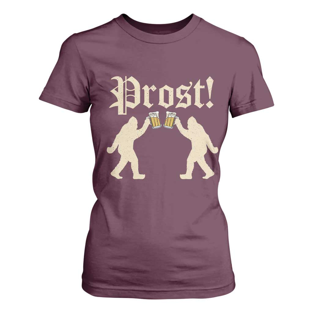 Funny Oktoberfest Bigfoot Prost T Shirt For Women German Sasquatch Beer Mug TS11 Maroon Print Your Wear