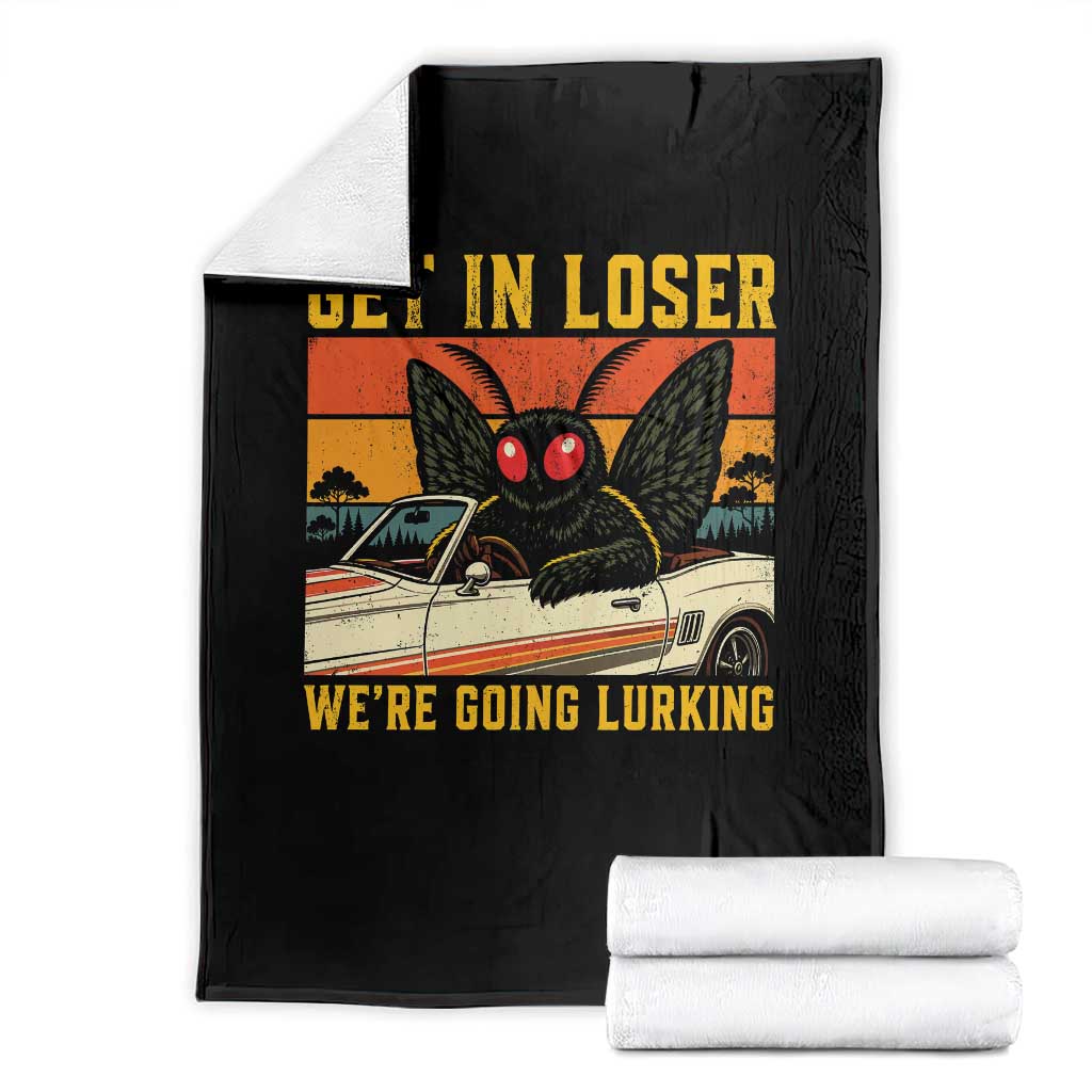 Get In Loser We Are Going Lurking Funny Mothman Throw Blanket Cryptozoology Cryptid Lover