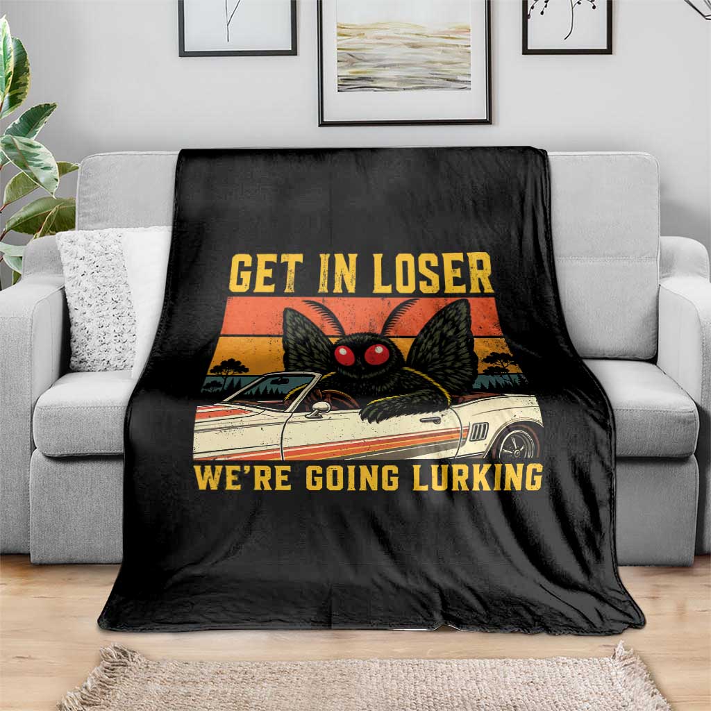 Get In Loser We Are Going Lurking Funny Mothman Throw Blanket Cryptozoology Cryptid Lover