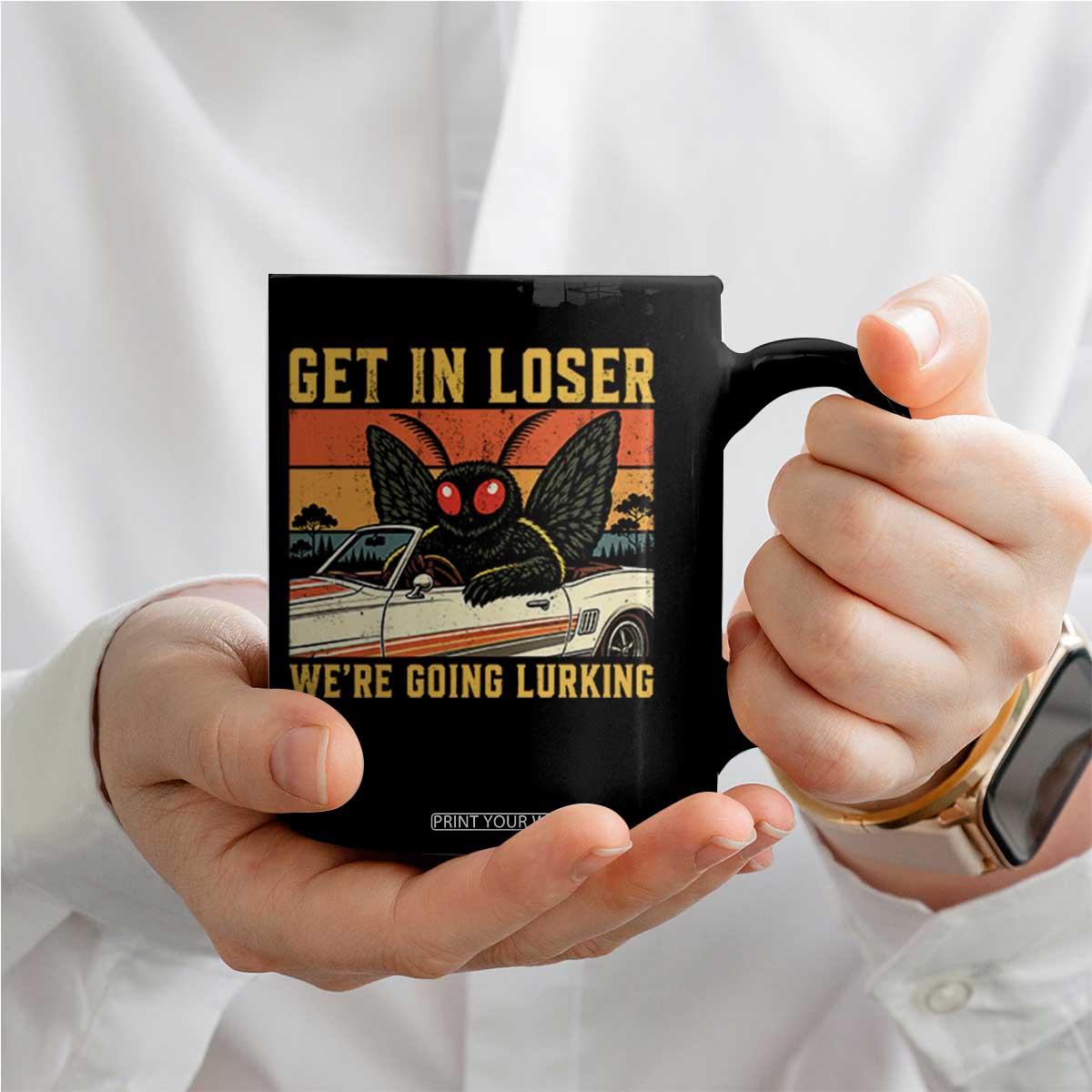 Get In Loser We Are Going Lurking Funny Mothman Coffee Mug Cryptozoology Cryptid Lover