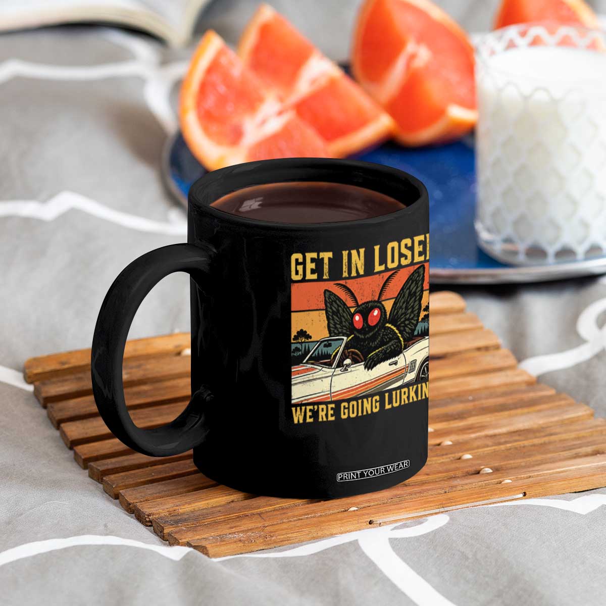Get In Loser We Are Going Lurking Funny Mothman Coffee Mug Cryptozoology Cryptid Lover