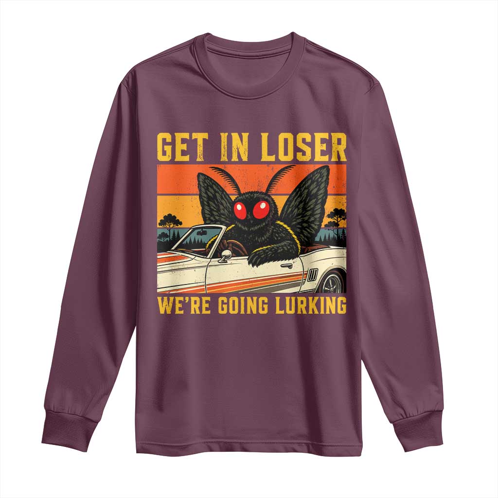 Get In Loser We Are Going Lurking Funny Mothman Long Sleeve Shirt Cryptozoology Cryptid Lover