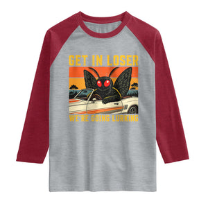 Get In Loser We Are Going Lurking Funny Mothman Raglan Shirt Cryptozoology Cryptid Lover