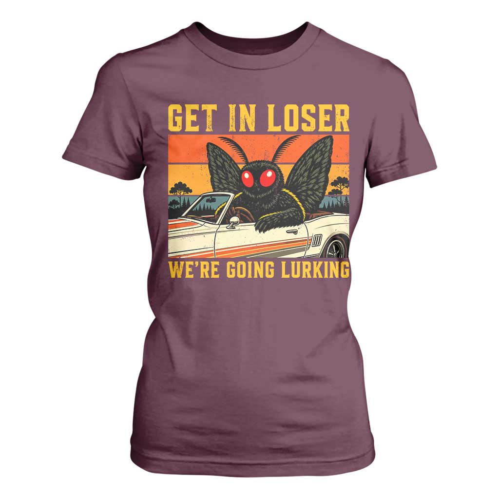 Get In Loser We Are Going Lurking Funny Mothman T Shirt For Women Cryptozoology Cryptid Lover