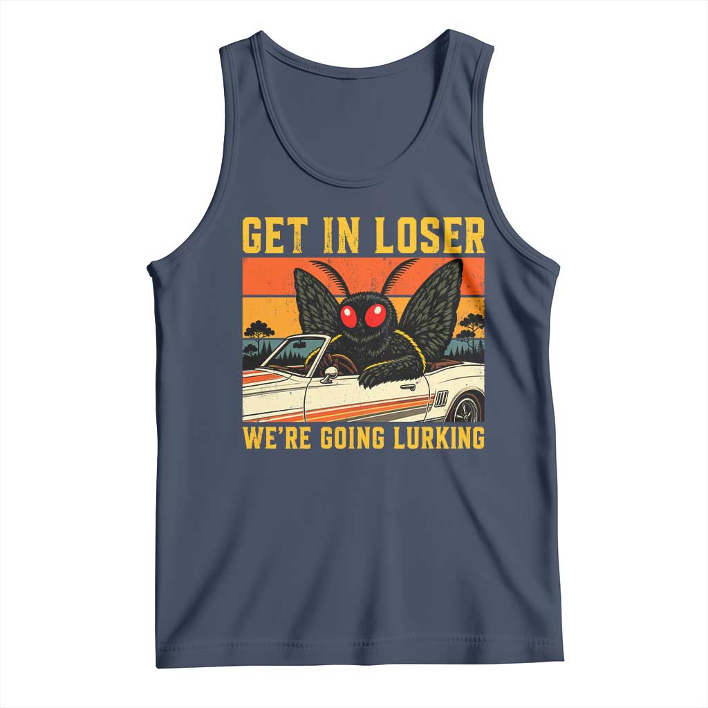 Get In Loser We Are Going Lurking Funny Mothman Tank Top Cryptozoology Cryptid Lover