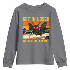Get In Loser We Are Going Lurking Funny Mothman Youth Sweatshirt Cryptozoology Cryptid Lover
