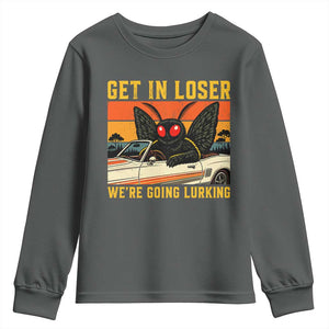 Get In Loser We Are Going Lurking Funny Mothman Youth Sweatshirt Cryptozoology Cryptid Lover