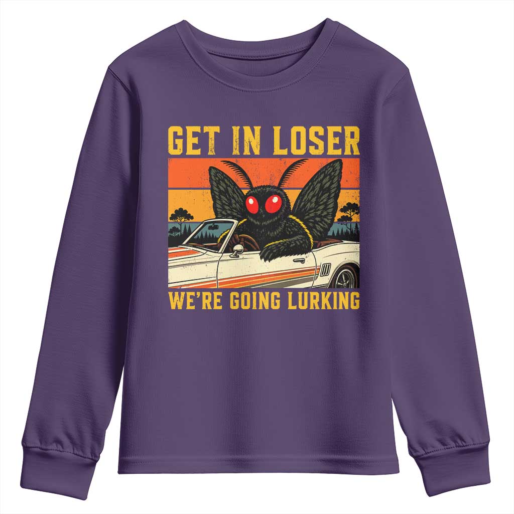 Get In Loser We Are Going Lurking Funny Mothman Youth Sweatshirt Cryptozoology Cryptid Lover