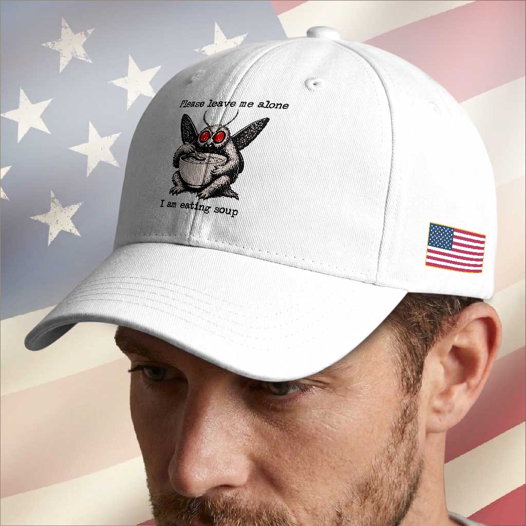 Please Leave Me Alone I Am Eating Soup Funny Mothman Baseball Cap