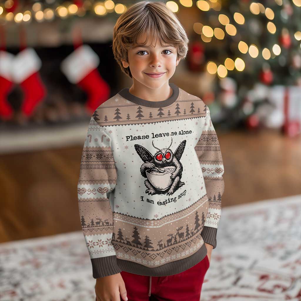 Please Leave Me Alone I Am Eating Soup Funny Mothman Ugly Christmas Sweater