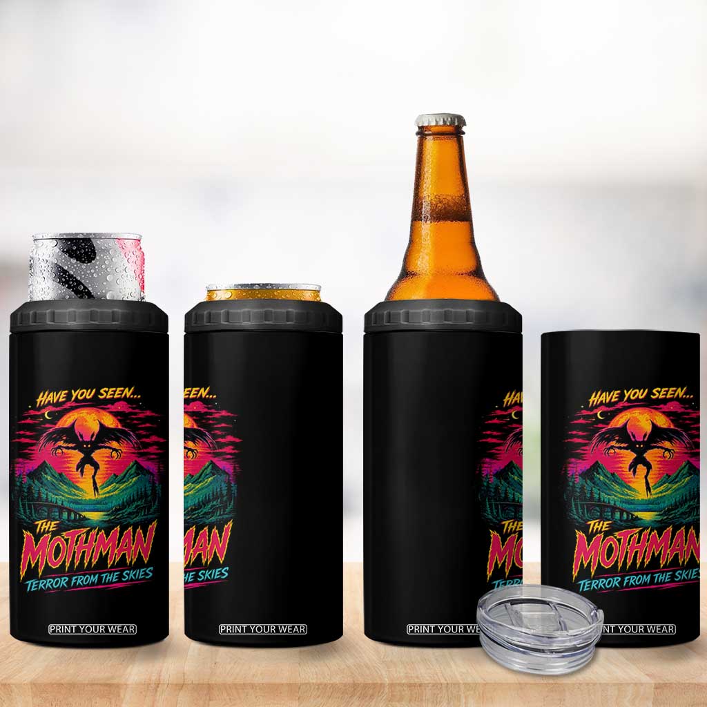 Funny Mothman 4 in 1 Can Cooler Tumbler Have You Seen The Mothman Terror From The Skies Cryptid Legends