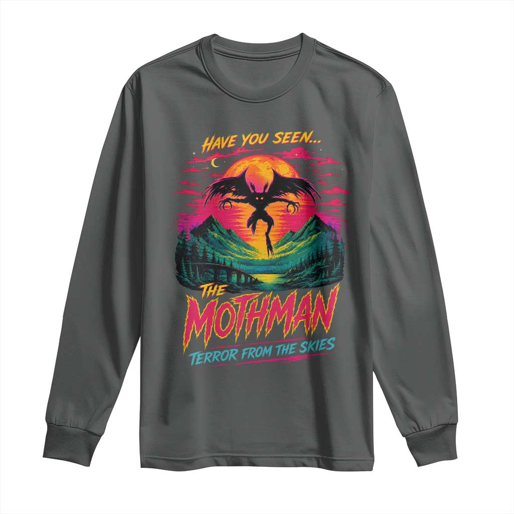 Funny Mothman Long Sleeve Shirt Have You Seen The Mothman Terror From The Skies Cryptid Legends TS11 Dark Heather Print Your Wear