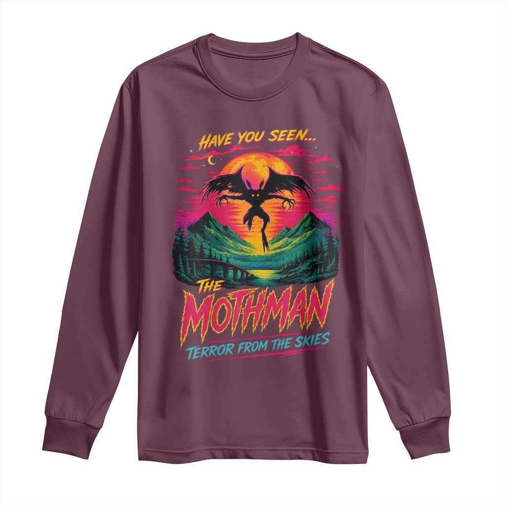 Funny Mothman Long Sleeve Shirt Have You Seen The Mothman Terror From The Skies Cryptid Legends TS11 Maroon Print Your Wear