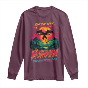 Funny Mothman Long Sleeve Shirt Have You Seen The Mothman Terror From The Skies Cryptid Legends TS11 Maroon Print Your Wear