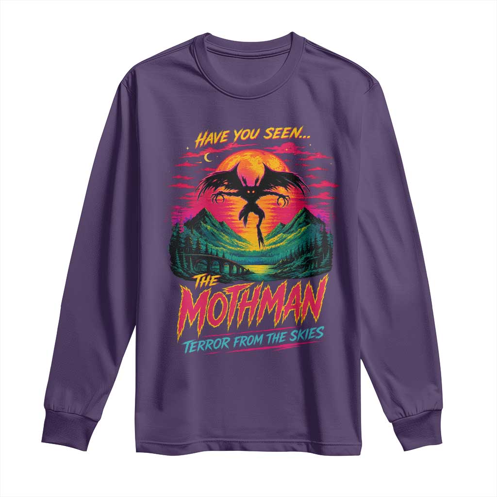 Funny Mothman Long Sleeve Shirt Have You Seen The Mothman Terror From The Skies Cryptid Legends TS11 Purple Print Your Wear