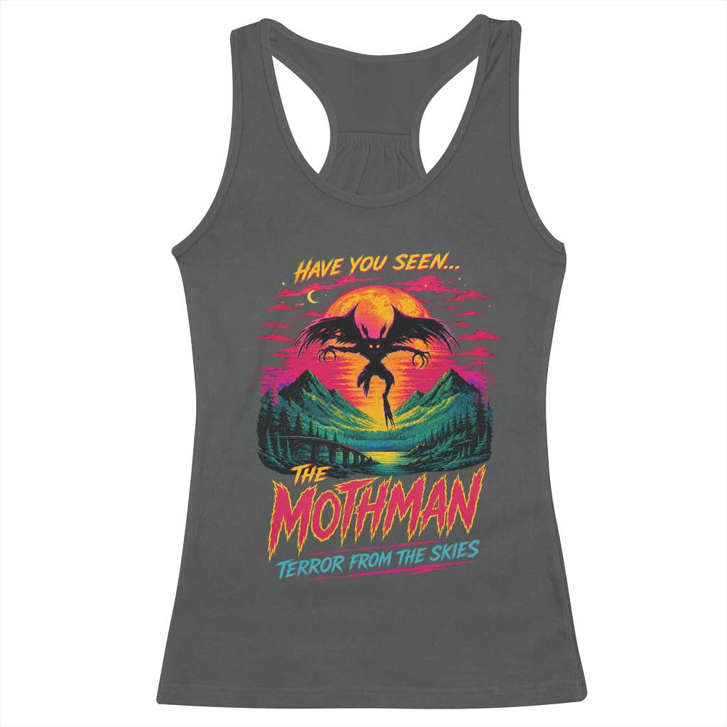 Funny Mothman Racerback Tank Top Have You Seen The Mothman Terror From The Skies Cryptid Legends TS11 Dark Heather Print Your Wear
