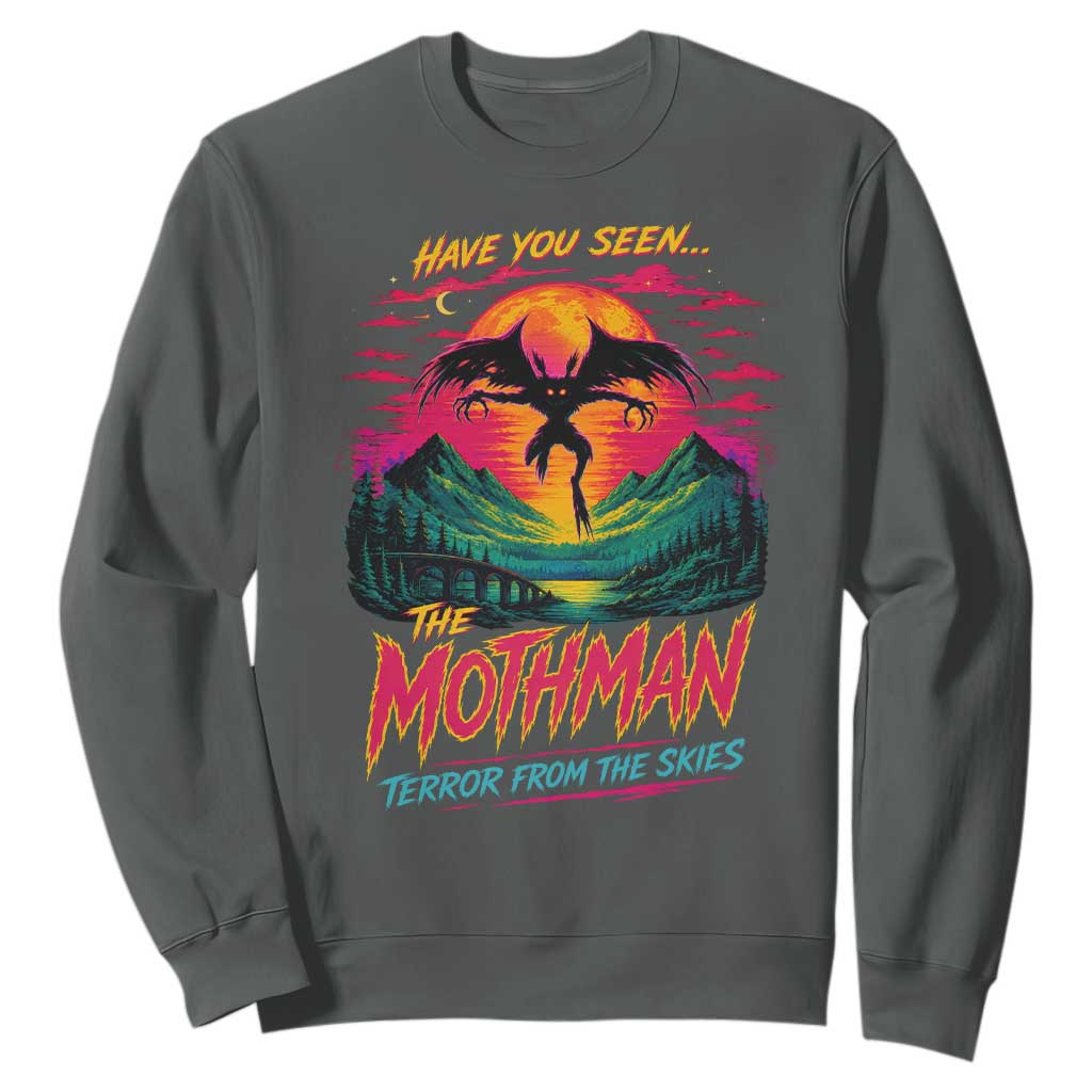 Funny Mothman Sweatshirt Have You Seen The Mothman Terror From The Skies Cryptid Legends TS11 Dark Heather Print Your Wear