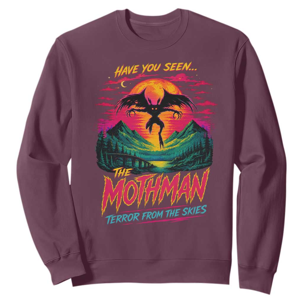 Funny Mothman Sweatshirt Have You Seen The Mothman Terror From The Skies Cryptid Legends TS11 Maroon Print Your Wear
