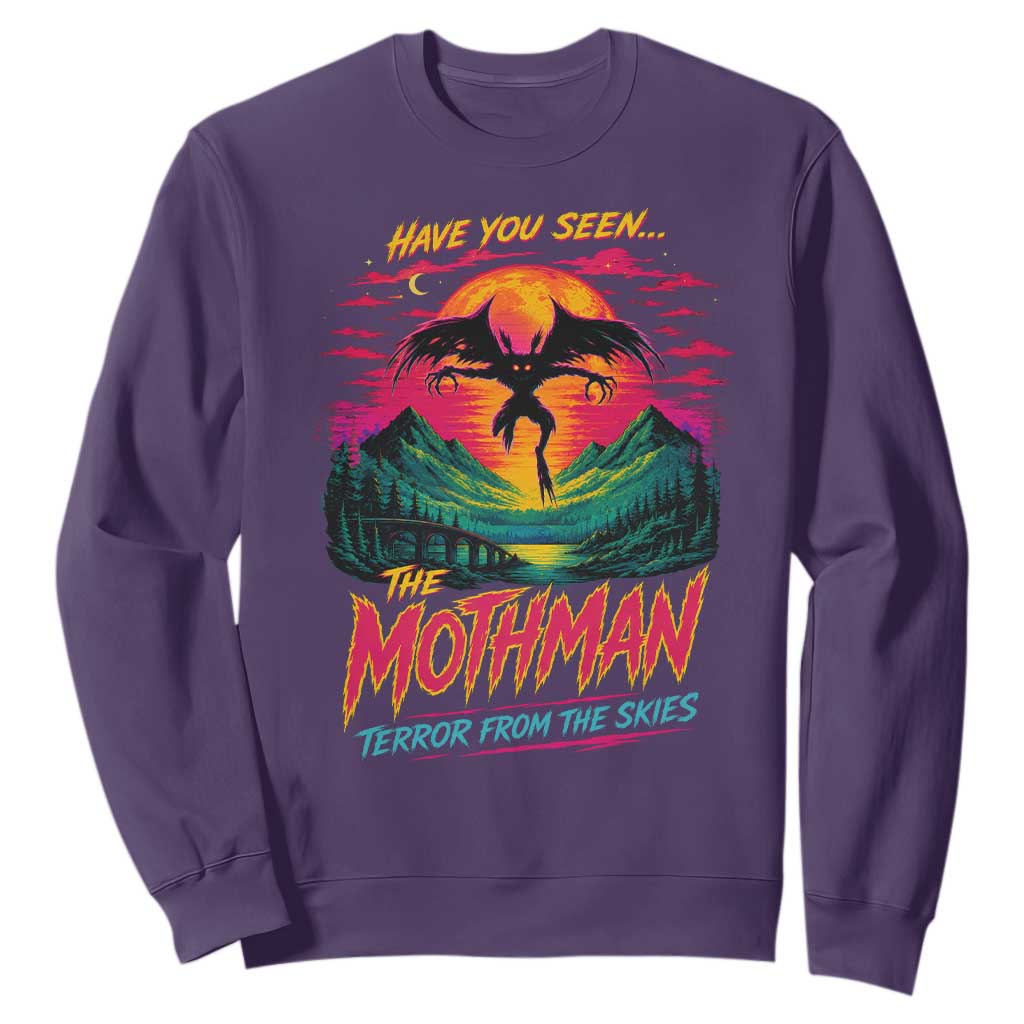 Funny Mothman Sweatshirt Have You Seen The Mothman Terror From The Skies Cryptid Legends TS11 Purple Print Your Wear