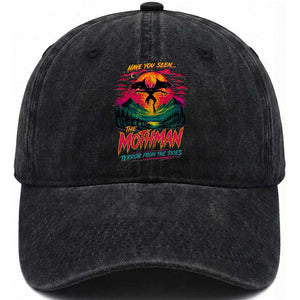 Funny Mothman Washed Cotton Baseball Cap Have You Seen The Mothman Terror From The Skies Cryptid Legends