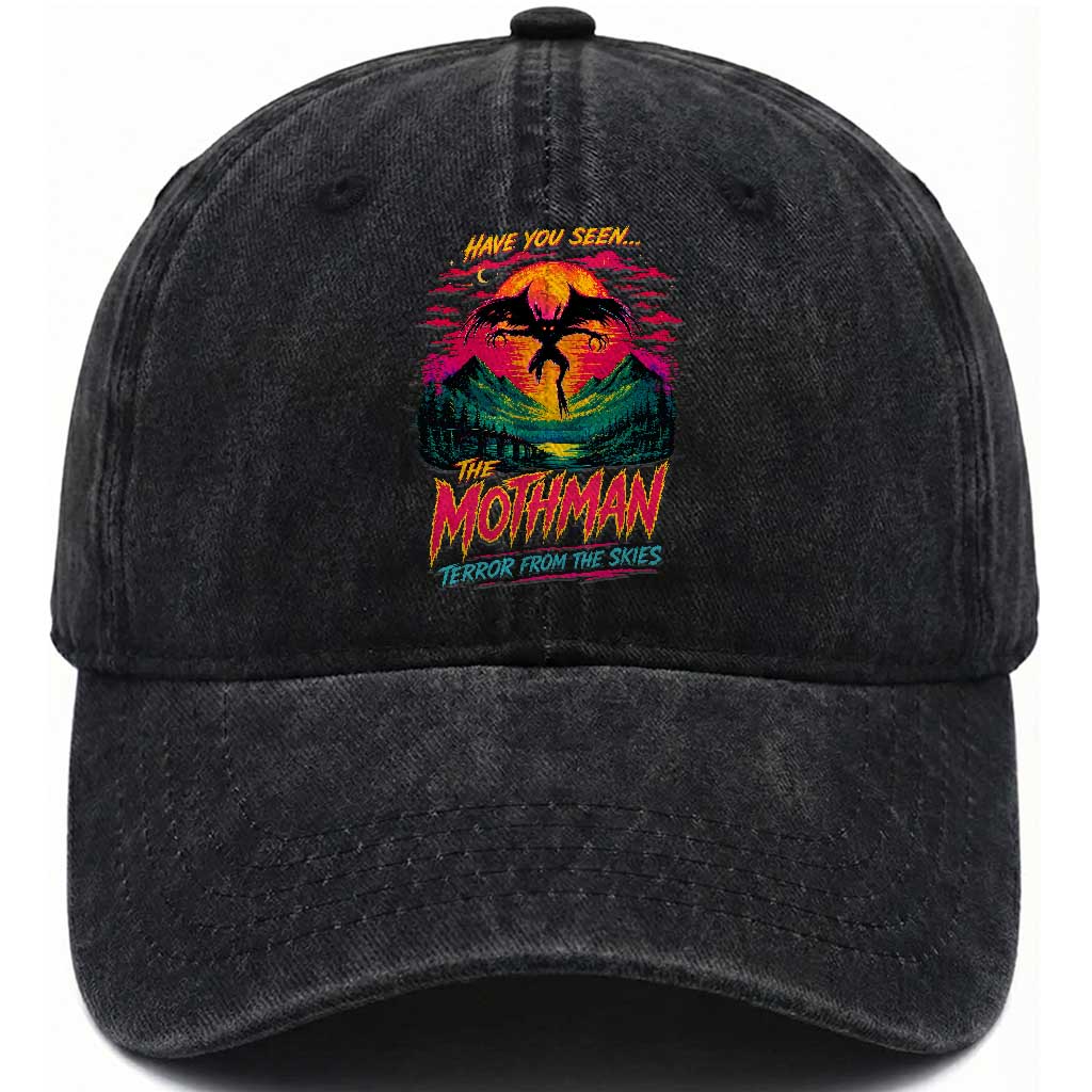Funny Mothman Washed Cotton Baseball Cap Have You Seen The Mothman Terror From The Skies Cryptid Legends TS11 Print Your Wear