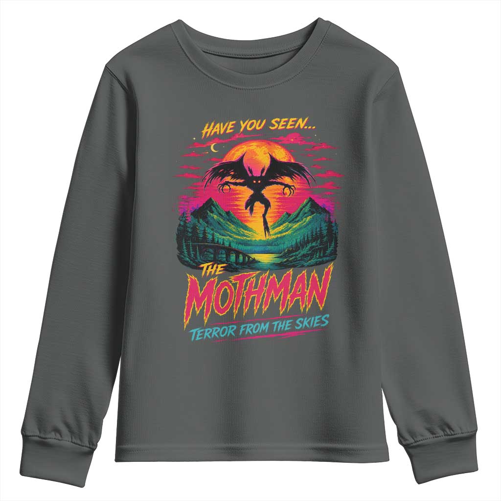 Funny Mothman Youth Sweatshirt Have You Seen The Mothman Terror From The Skies Cryptid Legends TS11 Dark Heather Print Your Wear