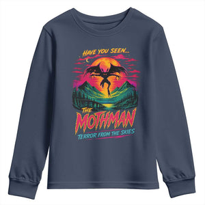 Funny Mothman Youth Sweatshirt Have You Seen The Mothman Terror From The Skies Cryptid Legends TS11 Navy Print Your Wear
