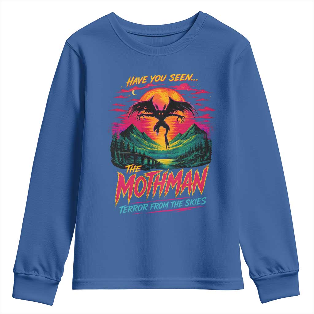 Funny Mothman Youth Sweatshirt Have You Seen The Mothman Terror From The Skies Cryptid Legends TS11 Royal Blue Print Your Wear