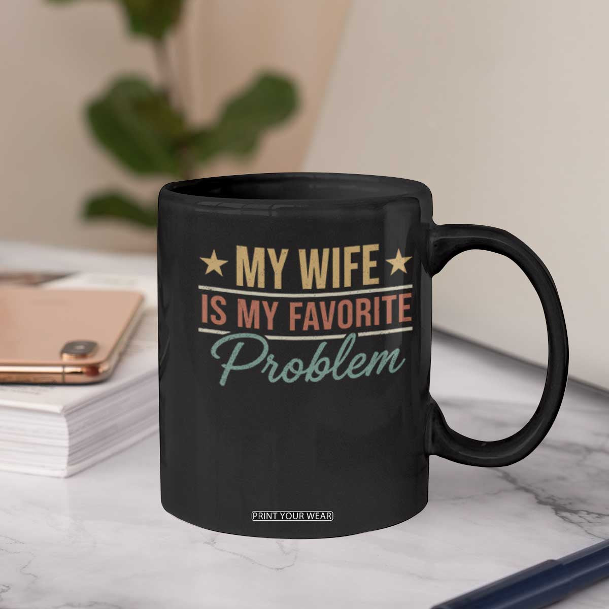 My Wife Is My Favorite Problem Coffee Mug Funny Husband Wife Relationship Retro