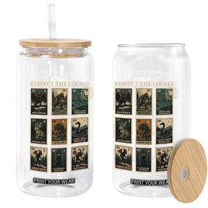 Respect The Locals Cryptids Monster Stamps Glass Can Cryptozoology Paranormal Bigfoot Mothman