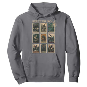 Respect The Locals Cryptids Monster Stamps Hoodie Cryptozoology Paranormal Bigfoot Mothman TS11 Charcoal Print Your Wear