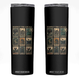 Respect The Locals Cryptids Monster Stamps Skinny Tumbler Cryptozoology Paranormal Bigfoot Mothman