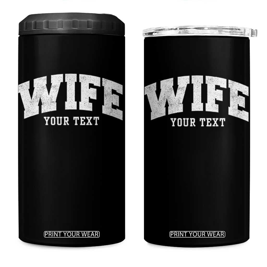 Personalized Wife 4 in 1 Can Cooler Tumbler Custom Text Name Wifey Marriage Anniversary Couple Gift