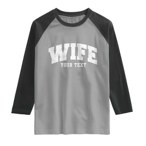 Personalized Wife Raglan Shirt Custom Text Name Wifey Marriage Anniversary Couple Gift