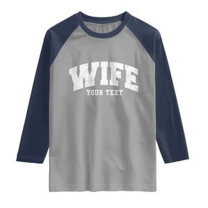 Personalized Wife Raglan Shirt Custom Text Name Wifey Marriage Anniversary Couple Gift